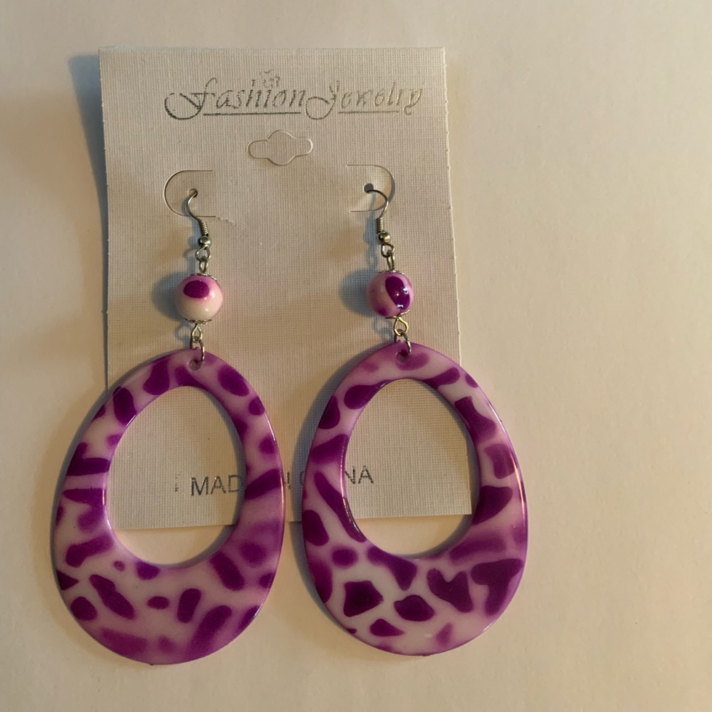 PURPLE/WHITE BOHO EARRINGS